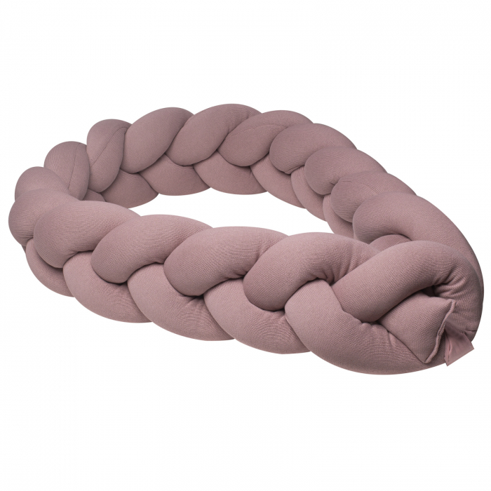 Aparatoare laterala pat Bumper impletit - inchidere velcro, Bumbac Tricot Rose, 210x21 cm [6]