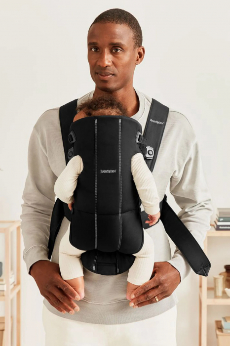 BabyBjorn - Marsupiu anatomic Mini, cu pozitii multiple de purtare, Black, Tesatura-Tricot [3]