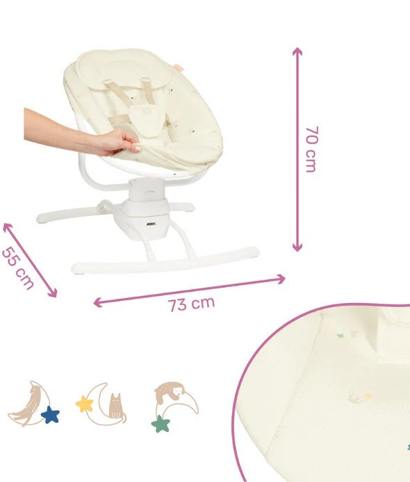 Badabulle - Leagan pentru nou nascuti  cu balansare stanga-dreapta, Crem [7]