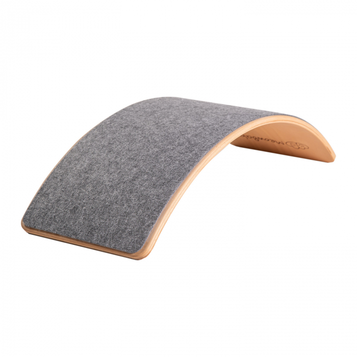 Balance board - Placa de echilibru din lemn pentru copii cu fetru presat gri, MeowBaby [3]