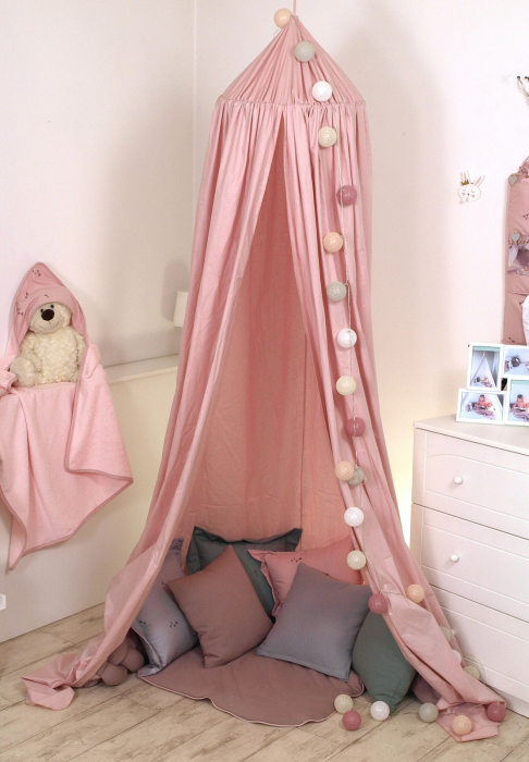 Baldachin suspendat multifunctional, Bumbac, 320x250 cm, Pure Pink [3]