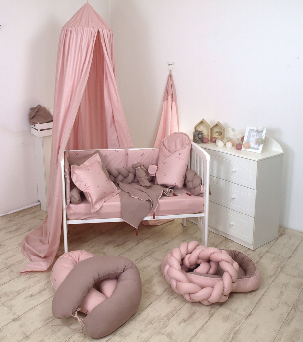 Baldachin suspendat multifunctional, Bumbac, 320x250 cm, Pure Pink [7]