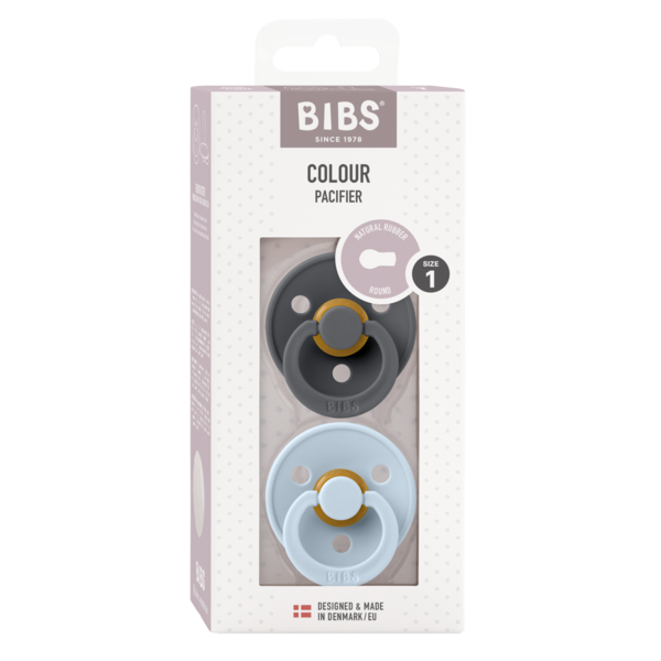 BIBS - Set 2 suzete Colour Latex, tetina rotunda, 0 luni + [2]