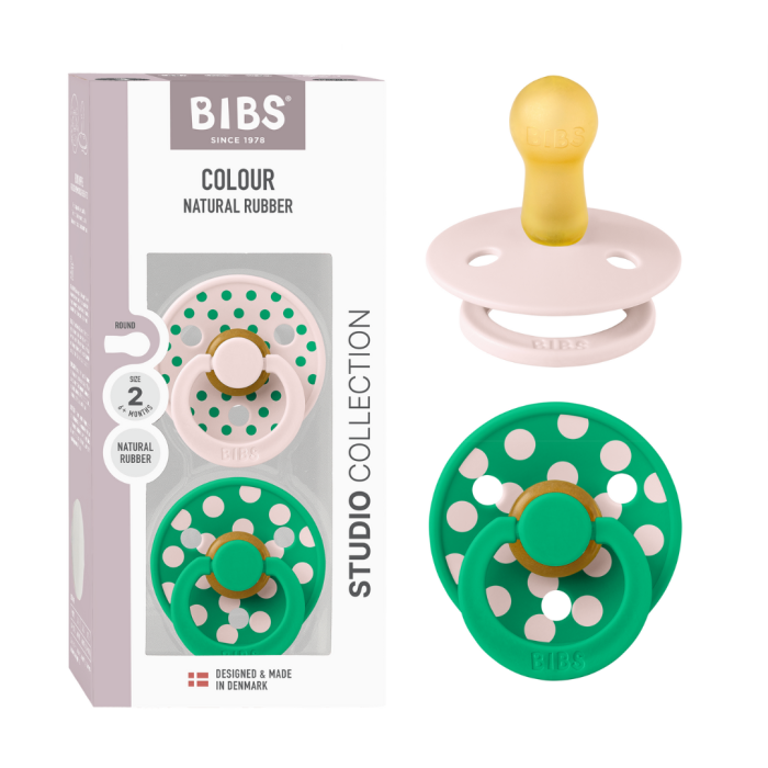 BIBS - Set 2 suzete Colour Studio Collection Polka Dots, tetina rotunda, 6 luni+ [4]