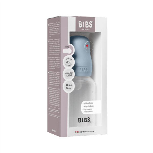 BIBS - Set complet biberon anticolici, 150 ml, Silicon, Baby Blue-Flux Lent [2]