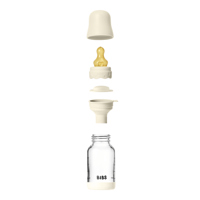 BIBS - Set complet biberon Boheme din sticla anticolici cu tetina din latex, flux lent, 120 ml, Ivory [3]