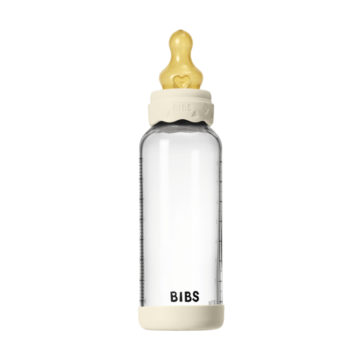 BIBS - Set complet biberon Boheme din sticla anticolici cu tetina din latex, flux mediu, 240 ml, Ivory [3]
