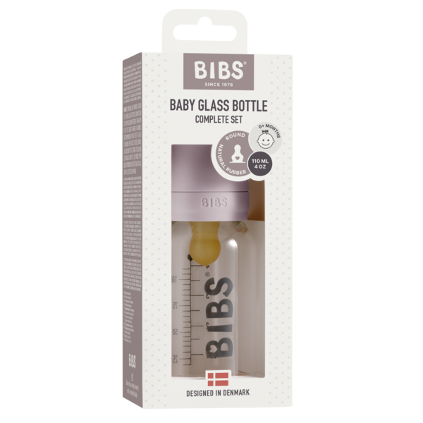 BIBS - Set complet biberon din sticla anticolici, 110 ml, Mauve [2]