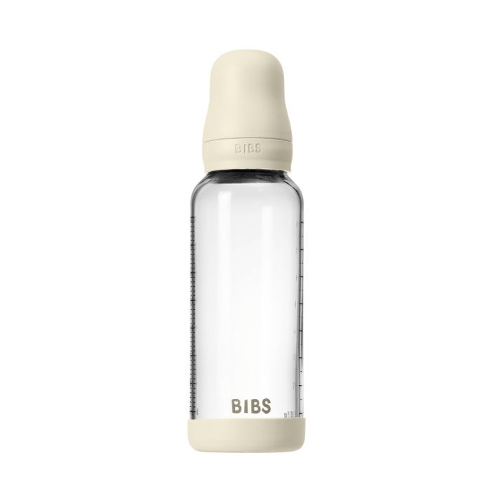 BIBS - Set complet biberon din sticla anticolici cu tetina din latex, flux mediu, 240 ml, Ivory [2]