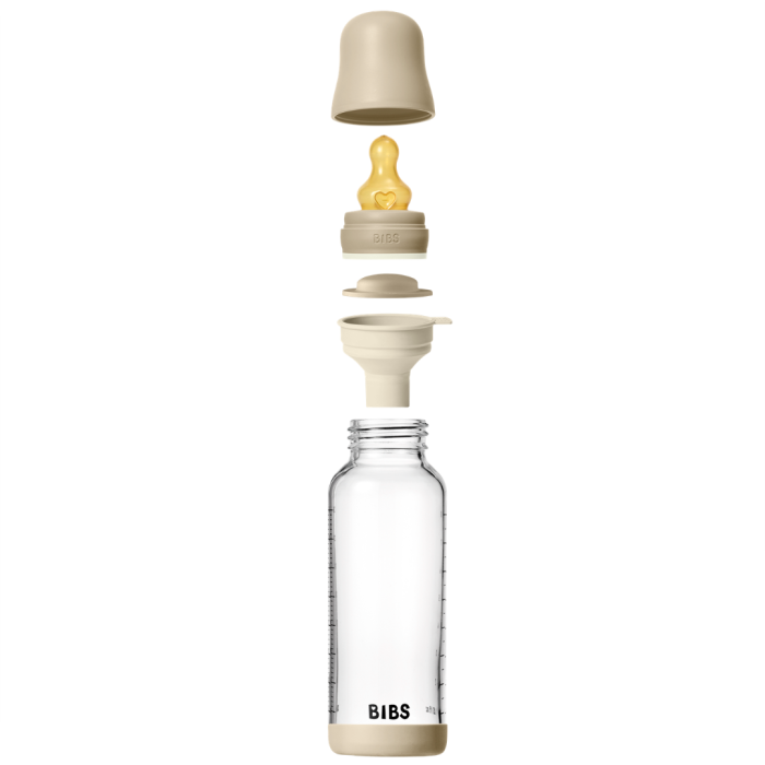 BIBS - Set complet biberon fosforescent din sticla anticolici cu tetina din latex, flux mediu, 240 ml, Vanilla Glow [2]