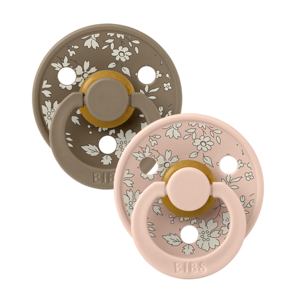 BIBS x LIBERTY - Set 2 suzete Colour Capel Latex, tetina rotunda, 0 luni+  DARK OAK/BLUSH [2]