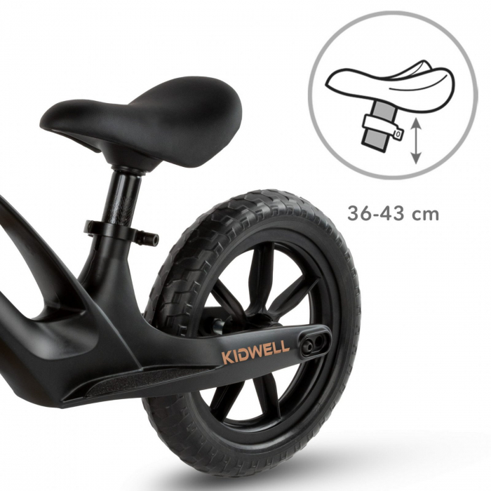 Bicicleta de echilibru fara pedale pentru copii, reglabila si roti Eva, ultra-usoara, Vito Black [8]