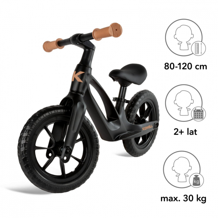 Bicicleta de echilibru fara pedale pentru copii, reglabila si roti Eva, ultra-usoara, Vito Black [7]