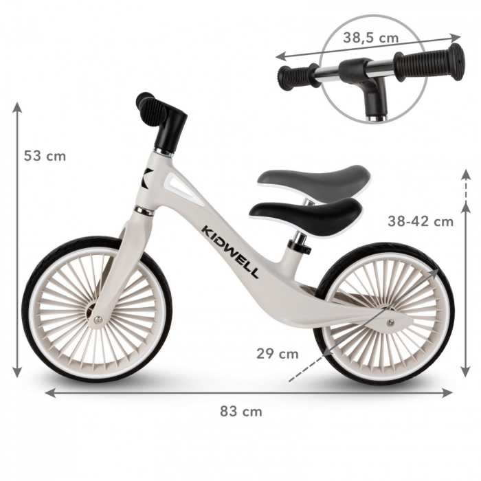 Bicicleta de echilibru fara pedale pentru copii, sa reglabila, 2 ani+, Nix Gray, Kidwell [8]