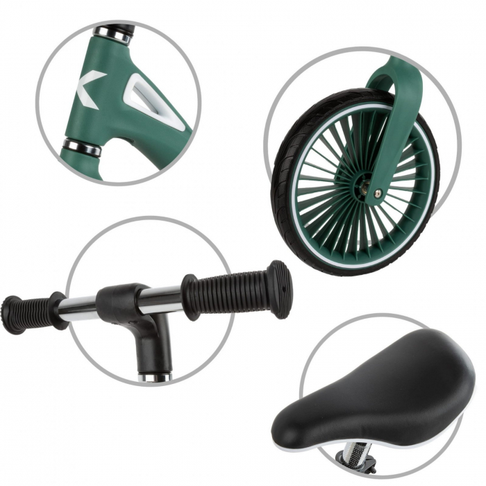 Bicicleta de echilibru fara pedale pentru copii, sa reglabila, 2 ani+, Nix Green, Kidwell [7]