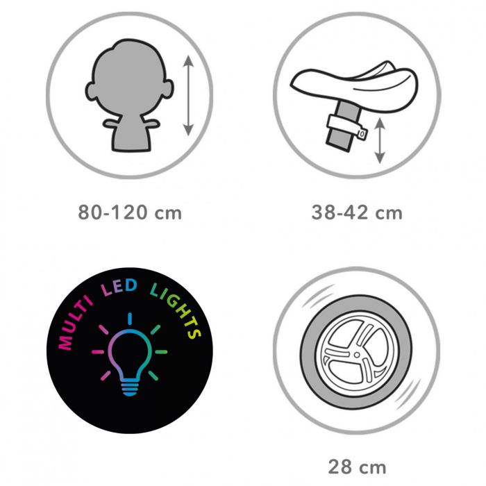 Bicicleta de echilibru fara pedale pentru copii, sa reglabila, cu lumini LED, roti Eva, 2 ani+, Suno Pink, Kidwell [7]