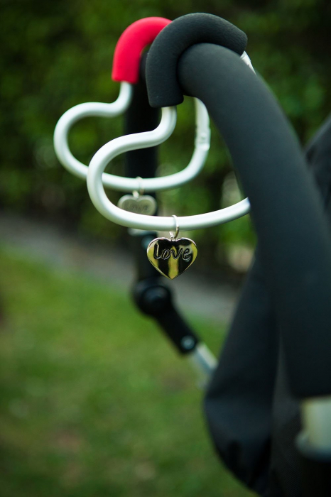 Buggygear Carlig pentru carucior,inima (argintiu/piele maro) [3]