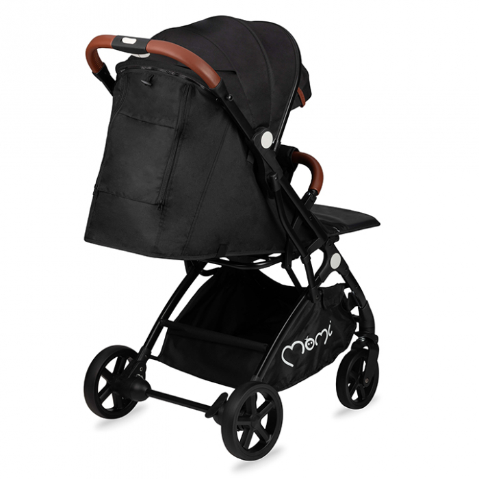 Carucior sport, MoMi MARVIN Black, 6 luni+, Centura in 5 puncte, Suport picioare reglabil, Cos accesorii, Pliabil, Plasa insecte, Husa de ploaie, Suspensii integrate [5]