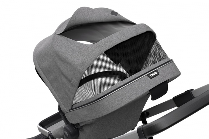 Carucior Thule Sleek + Landou Thule Bassinet Grey Melange [4]