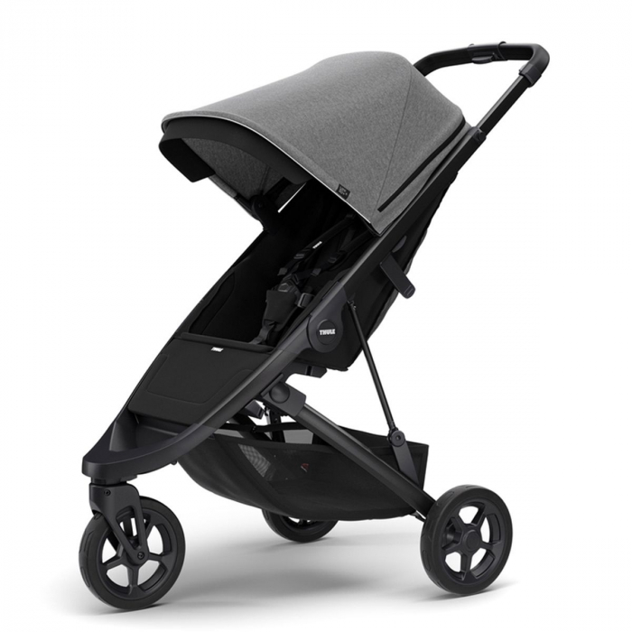 Carucior Thule Spring cu cadru negru + Copertina Thule Canopy GREY MELANGE [1]