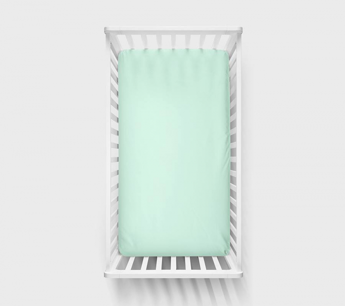 Cearsaf din bumbac jersey cu elastic pe contur 120x60x15 cm, Verde [2]