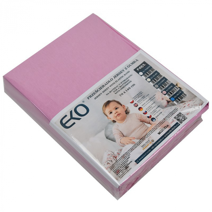 Cearsaf din Jersey cu Elastic, EKO, 140x70 cm, Pink [4]