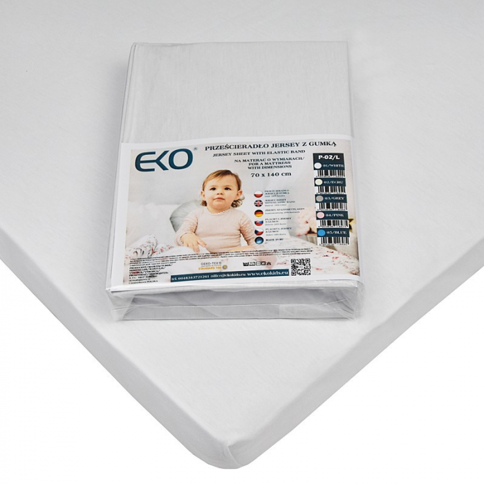 Cearsaf din Jersey cu Elastic, EKO, 140x70 cm, White [3]
