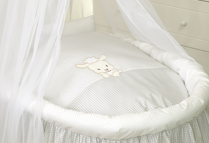 Cos bebe cu suport pe roti, saltea, lenjerie si baldachin, Sweet Dreams Gri [2]