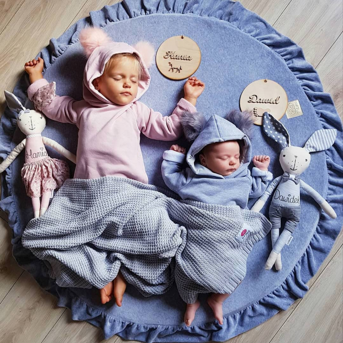 Covoras de joaca Rotund Cu volanas, Catifea din Spuma, Blue [2]