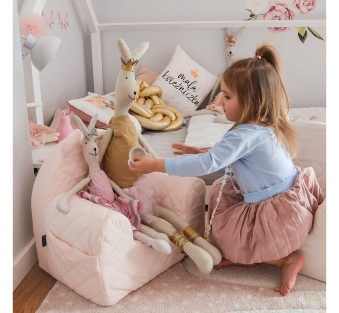 Fotoliu pentru copii cu spatar, catifea Velvet Ursulet Teddy Sepia Rose [3]