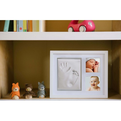 Kit amprenta mulaj bebe cu rama foto pentru 2 fotografii Pearhead alba [2]