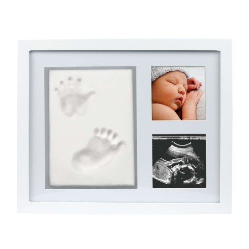 Kit amprenta mulaj bebe cu rama foto pentru 2 fotografii Pearhead alba [8]