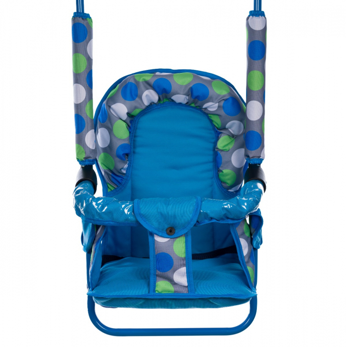 Leagan pentru copii, Top Kids, cu spatar reglabil si bara detasabila, Blue Dots [2]