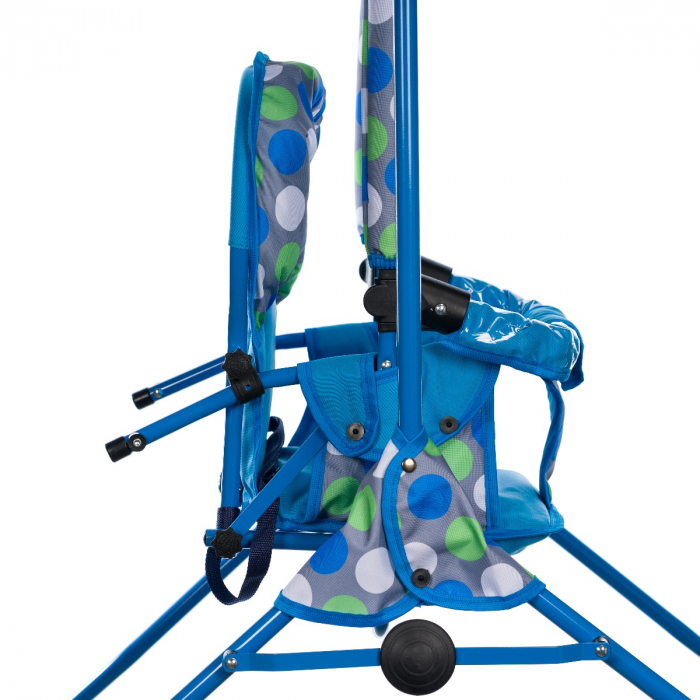 Leagan pentru copii, Top Kids, cu spatar reglabil si bara detasabila, Blue Dots [4]
