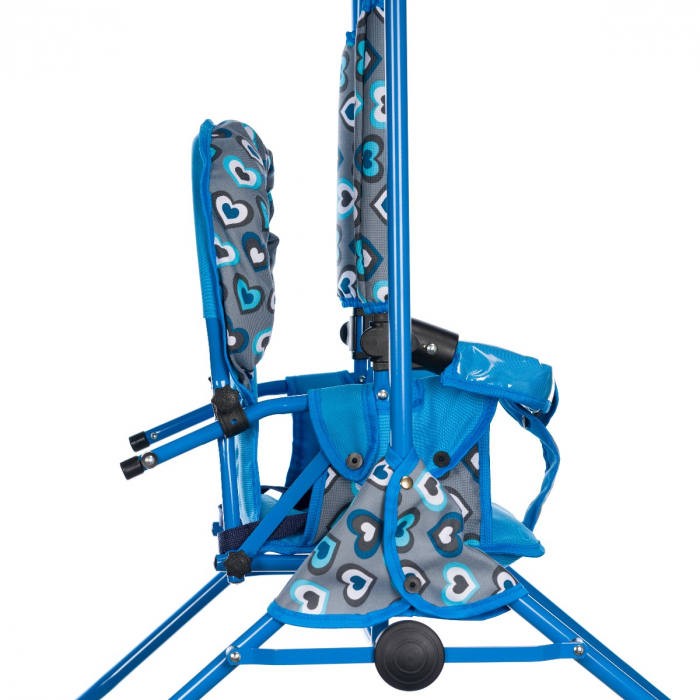 Leagan pentru copii, Top Kids, cu spatar reglabil si bara detasabila, Blue Hearts [4]