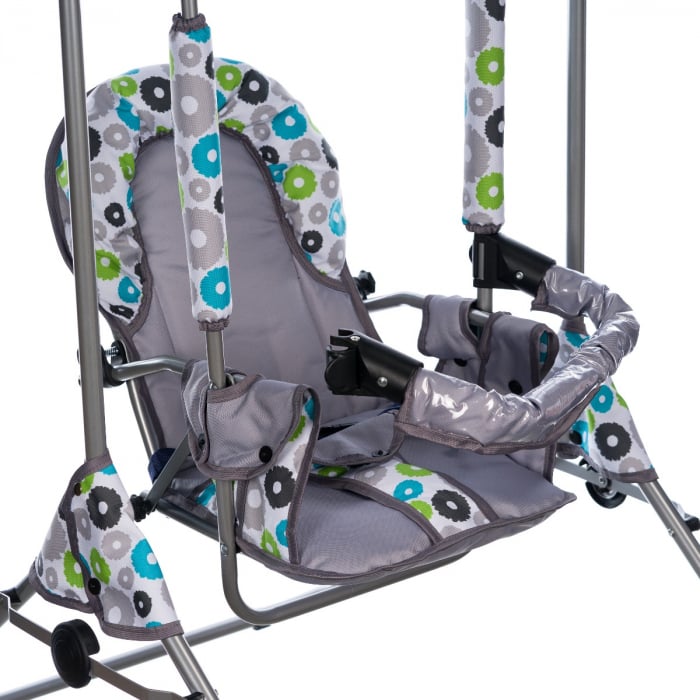 Leagan pentru copii, Top Kids, cu spatar reglabil si bara detasabila, Grey Flowers [6]