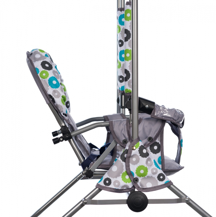 Leagan pentru copii, Top Kids, cu spatar reglabil si bara detasabila, Grey Flowers [5]