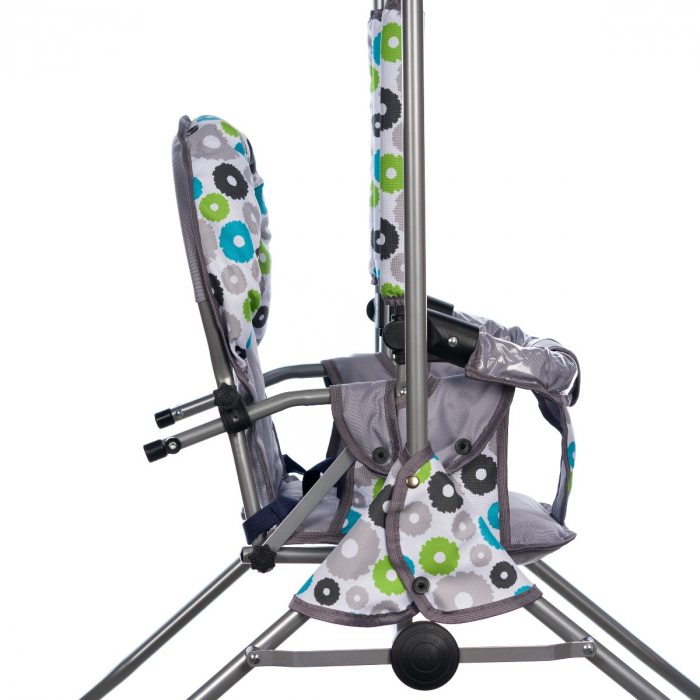 Leagan pentru copii, Top Kids, cu spatar reglabil si bara detasabila, Grey Flowers [4]