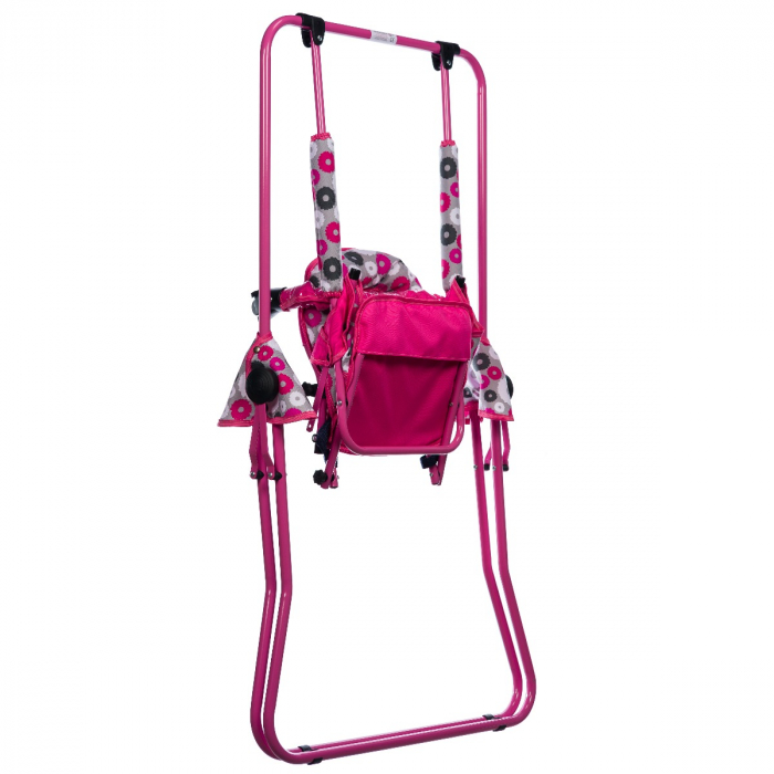 Leagan pentru copii, Top Kids, cu spatar reglabil si bara detasabila, Pink Flowers [6]