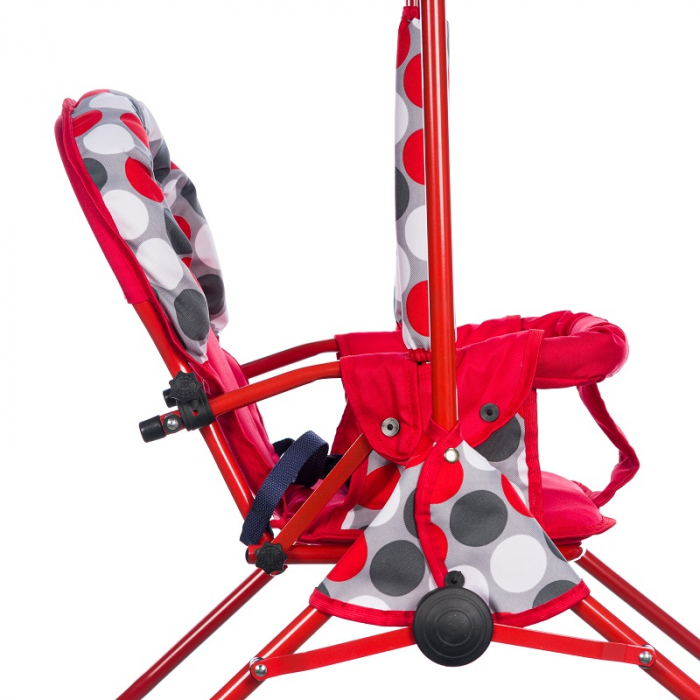 Leagan pentru copii, Top Kids, cu spatar reglabil si bara detasabila, Red Dots [5]