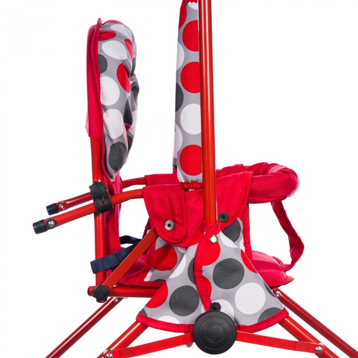 Leagan pentru copii, Top Kids, cu spatar reglabil si bara detasabila, Red Dots [4]