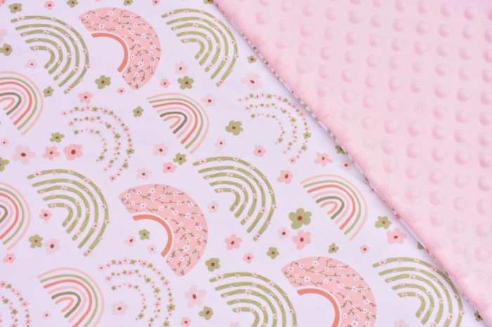 Lenjerie 2 piese model curcubee florale si plus roz pal - 120*60 [2]