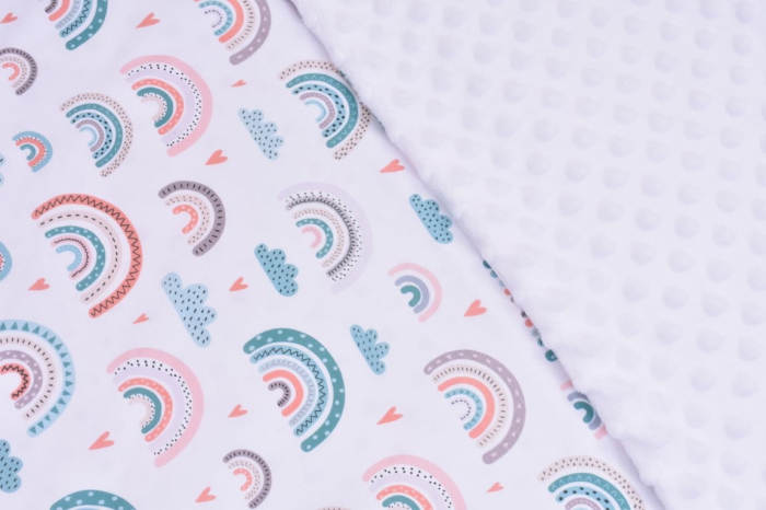 Lenjerie 3 piese patut 120x60 cm model curcubee si plus minky alb [3]