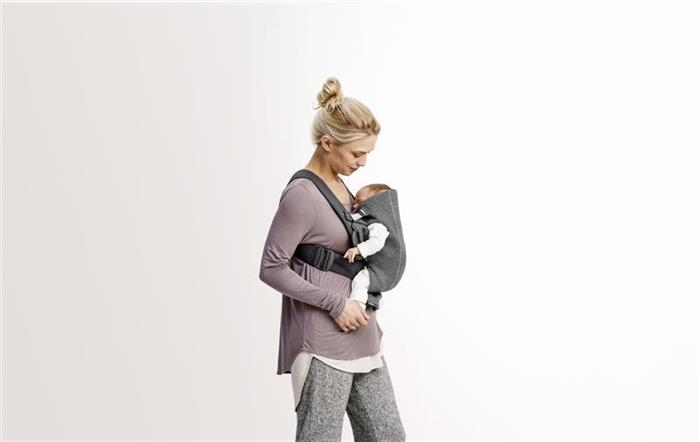 Marsupiu  BabyBjorn anatomic Mini, cu pozitii multiple de purtare Dark Grey, 3D Jersey [8]