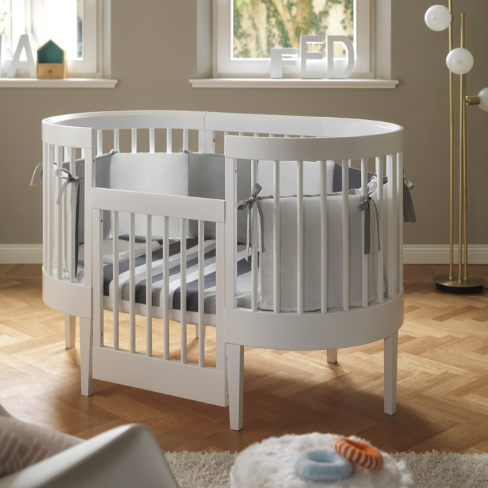 Pat bebe evolutiv oval 2 in 1  Giulia alb cu 2 saltele incluse -ALB [2]