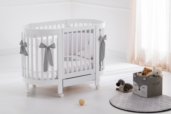 Pat bebe evolutiv oval 2 in 1  Giulia alb cu 2 saltele incluse -ALB [5]