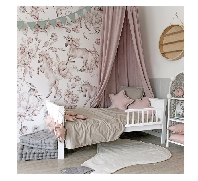 Pat din lemn masiv pentru Junior Noble Alb 160    80 cm [4]