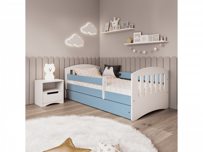 Pat pentru baieti cu sertar Blue Clasic [4]
