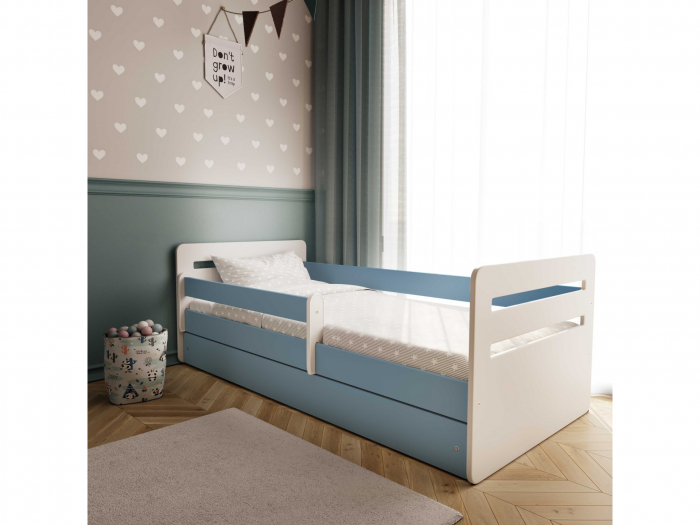 Pat pentru baieti cu sertar Clasic- Blue [4]