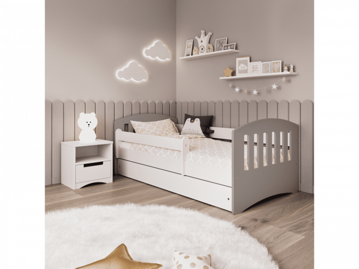 Pat pentru copii cu sertar Grey Clasic [4]